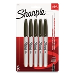 Sharpie Permanent Marker, Fine Point, Black, 5/PK