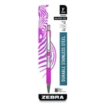 ZebraPen F-301 Stainless Steel Retractable Ballpoint Pen, 0.7mm, BCA Pink Barrel, Black Ink