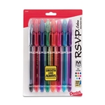 Pentel R.S.V.P. Ballpoint Pen, Medium Point, Assorted Vivid Ink Colors, 8 per Pack