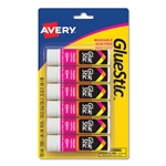 6 pcs Permanent Glue Stic Value Pack, 0.26 oz, Applies White, Dries Clear, Avery Glue Stick