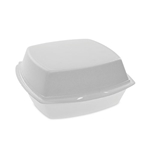 Foam Hinged Lid Container, Single Tab Lock, 6.38 x 6.38 x 3, White, 500/CS