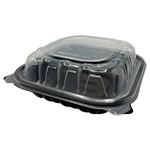 8x8 Empress PP Hinged Container Black/Clear Lid, 1 Compartment, Vented 180/cs