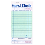 3.46 x 6.69" Green 1 Part Booked 15 Line Guest Check Board, 50 books of 50 checks