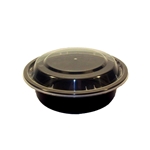16oz Kari-Out 6" Round Microwaveable Container Black Base Combo Pack 150/cs