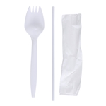 Empress Medium Weight Cutlery Kit Polypro Spork Milk Straw 5.75" Napkin 1000/cs