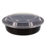 32oz 7 Inch Round Container Empress Combo Black Base w/ Clear Lid 150/cs