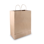 12x6.5x17 COSCO Premium Shopping Bag, Natural Twisted-Paper Handles, Brown, 50/Box