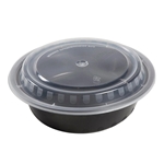 24oz 7" Round Container Combo Black Base w/ Clear Lid 150/cs