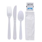 6pc Heavy Weight Cutlery Kit PP Knife, CB Fork, TS, S&P, Napkin, White, Empress, 250 / cs