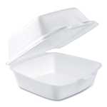 5x5x3 Dart Foam Hinged Lid Containers, White, 500/cs