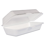7x4x2.3 Dart Foam Hinged Lid Hot Dog Container, White, 7.1x3.8x2.3, 500/CS