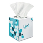 LIVI Cube Facial Tissue, 2-Ply, White, 90 Sheets/Box, 36 Boxes/cs