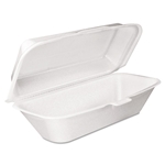 5x10x3 Dart Foam Hinged Lid Container, Hoagie Container, Removable Lid, 5.3x9.8x3.3, White, 500/cs