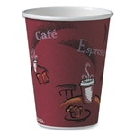 12oz SOLO Paper Hot Drink Cups in Bistro Design, Maroon, 50/pk