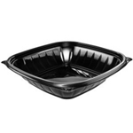 PresentaBowls Pro Polypropylene Square Bowl Bottom Only, Black, 32 oz 252/CS