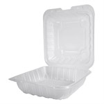 8x8x3 EcoSystems Polypropylene Hinged Container, Clear, 8.35x8.3x3, 150/cs