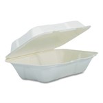 Compostable Fiber Hinged Containers, ProPlanet Seal, 6.34 x 9.06 x 1.97, Ivory, Molded Fiber, 200/Carton
