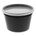 Newspring DELItainer Microwavable Container, 16 oz, 4.7 x 4.7 x 3.1, Black/Clear, Plastic, 240/Carton