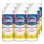 Disinfecting Wipes, 1-Ply, 7 x 8, Crisp Lemon, White, 35/Canister, 12 Canisters/Carton