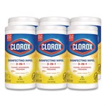 Disinfecting Wipes, 1-Ply, 7 x 7.75, Crisp Lemon, White, 75/Canister, 6 Canisters/Carton
