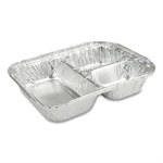 3-Compartment Oblong Aluminum Foil Container, 23 Oz, 6.56 X 8.69 X 1.81, Silver, 500/carton
