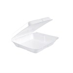 Foam Hinged Lid Containers, 7.5 x 8 x 2.2, White, 200/Carton