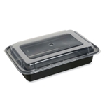 28oz Rectangle Container 8x6x1.5 Black Base w/Clear Lid, Empress, 150/cs
