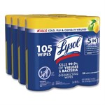 Disinfecting Wipes, 1-Ply, 7 x 7.25, Lemon and Lime Blossom, White, 35 Wipes/Canister, 3 Canisters/Pack, 4 Packs/Carton