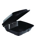 Insulated Foam Hinged Lid Containers, 1-Compartment, 9.01 x 9.4 x 3.1, Black, 200/Carton