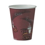 8oz Paper Hot Drink Cups in Bistro Design, Maroon, 50/Pack