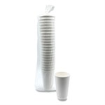 16oz Paper Hot Cups, Double-Walled, White, 25/Pack