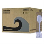Mediumweight Wrapped Polypropylene Cutlery, Soup Spoon, White, 1,000/carton