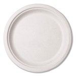 Molded Fiber Tableware, Compostable, Plate, 10" dia, White, 500/Carton