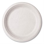 Molded Fiber Tableware, Compostable, Plate, 9" dia, White, 500/Carton