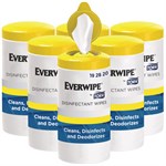 Everwipe by Tork Disinfectant Wipe Canisters, 1-Ply, 7 x 7, Lemon, White, 75 Sheets/Canister, 6/Carton