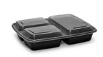 7x9 3-Compartment Rectangular Food Containers with Lids, Combo Pack, 150/cs