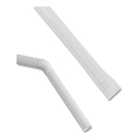 7.75 inch Boardwalk Flexible Wrapped Straws, Plastic, White, 500/pack, 20 Packs/ct