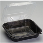9x9.125x3 Genpak ProView Large Hinged Container Black / Clear 150/cs