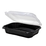 10x9 Polypropylene Hinged Container, Black/Clear, 10.5x9.25x3.25, 150/cs
