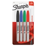 Sharpie 4 pcs Fine Tip Permanent Marker, Assorted Colors marks on Paper, Plastic, Metal and most other surfaces