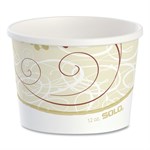 Double Poly Paper Food Containers, 12 oz, 3.6" Diameter x 3.3" h, Symphony Design, 25/Pack, 20 Packs/Carton