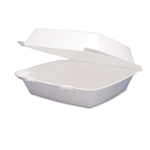8x8 1 Compartment Dart Foam Hinged Containers, 8.38x7.78x3.25, White, 200/cs