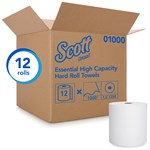 Scott Hard Wound Paper Towel Roll, White, 8" x 1000' 1/CS/12-RL
