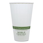 Double Wall Paper Hot Cups, 16 oz, White, 600/Carton