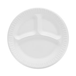 9 Inch Dart Concorde Non-Laminated Foam Plates White 3 Compartments 500/cs