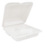 9x9 EcoSystems MFPP 3-Compartment Hinge Container, White, 150/cs