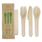 NoTree Cutlery, Light Mediumweight, Fork/Knife/Spoon/Napkin, Paper, Natural, 250/Carton