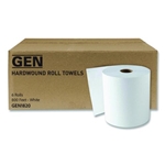 8x800 ft GEN Hardwound Roll Towels, White, 6 Rolls/Carton