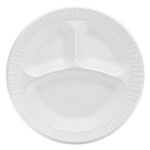10 1/4 Inch Dart Foam Plate Non-Laminated Plate 3 Comp White 500/cs
