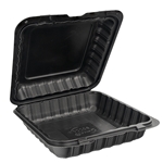 9x9 1 Compartment MFPP Hinge Container Black 150/cs